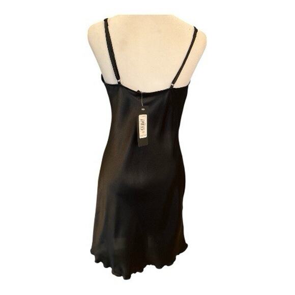 BEBE Black Satin Cowl Neck Slip Mini Dress Women’s Large Y2K New - Picture 3 of 13